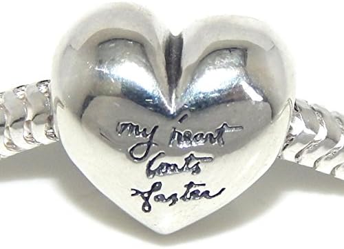 925 Sterling Silver "'My Heart Beats Faster' Heart with Red Crystal" Charm Bead Fits Pandora Charm Bracelets 237