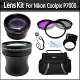 Lens Bundle Kit For Nikon Coolpix P7000 Digital Camera Includes 58mm 4.5x T ....