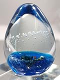 Murano Design Hand Blown Glass Art Seaworld Bubble Egg Paperweight