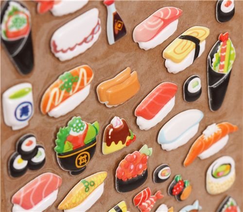 Imagen 3 de Divertido set de pegatinas blanditas 3D librito sushi