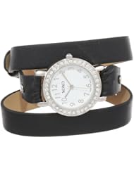 XOXO Womens XO5610  Black Double Wrap Rhinestones Bezel Watch