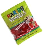 Haribo Gummi Candy, Strawberry Wheels, 5-Ounce Bags (Pack of 12)