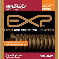 D'Addario EXP15 Coated Acoustic Guitar Strings, Extra Light