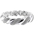 Silver Tone Texture Woven Thick Bangle Stretch Bracelet