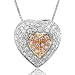 18k Gold White and Rose Pink Diamond Heart Pendant Necklace (GH, SI, 0.52 carat)