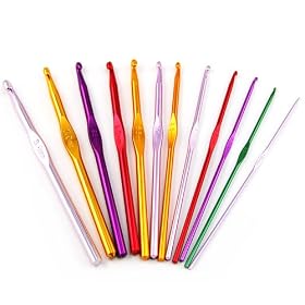 WMA 12 Sizes Multi coloured Aluminum Crochet Hooks Needles Set 2mm-8mm