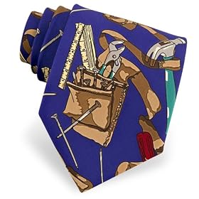 Construction Tools Tie by Fun Ties - Navy blue Polyester