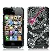Apple iPhone 4 & 4S Snap-on Protector Hard Case Rhinestone Cover "Pink Patch Crossbone" Design