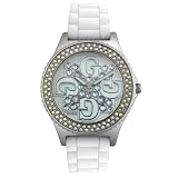 GUESS Womens Crystal Accented White Rubber Watch #86154L