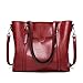 Pahajim women leather top handle handbags satchel Purse shoulder bag Tote Bag (red)