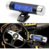 Car Air Vent Clip Stick On Electronic Clock + Thermometer Digital LCD Display