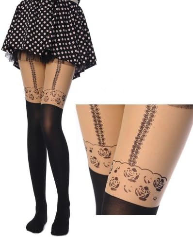 Crazycity New Arrival Top Fashion Cute Sexy High Length Knee Print Socks Sheer Pantyhose Tattoo Lady Tights Socks Leggings Stockings Kitten Print Knee High Length Socks Tattoo Tights for Women Ladies (Sling Love)