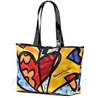 2012 Romero Britto Satin Large Tote Bag Heart Design Medium New Pop Art Women