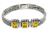 2-tone Designer-Inspired Bracelet/Bangle w/Golden CZs