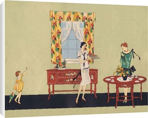 Canvas Prints of Art deco illustration of afternoon tea, 1920s from Mary Evans