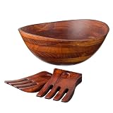 Lipper International Large Cherry Wavy Rim Bowl with Salad Hands