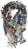 LibbySue-Boho Chic Exotic Floral Print Scarf Trimmed in Tassels