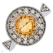 FPJ Pleasant Ring With 2.30ctw Precious Stones - Genuine Diamonds and Citrine in White Gold - Certificate Available.