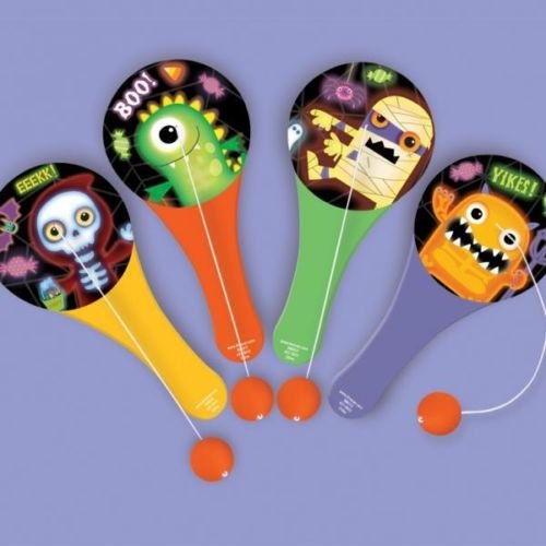 Halloween Boo Crew Paddle Bats & Balls Party Favours x 12
