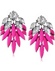 Hot Pink and Crystal Statement Button Earrings