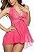 Avidlove Women Sexy Lingerie See-through Babydoll Halter Double Bowknot Chemise