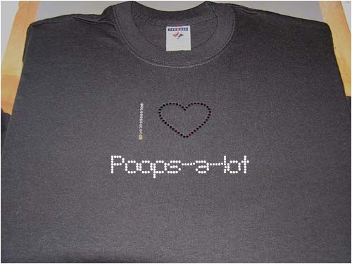 I Love Poops-a-lot - Ladies Short Sleeve Gildan g640l Rhinestone Shirt