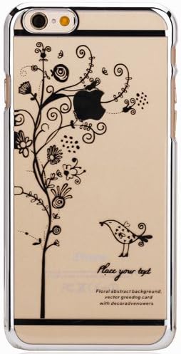 iPhone 6 Case, Hundromi(TM) Plastic Plated Transparent Slim Hard Case Cover with Tree and Brid Design for Iphone 6 4.7 Inch(Silver )