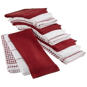 Buy Bardwil Popcorn, Pack of 12 Kitchen Towels, Red by Bardwil