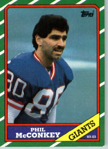 1986 Topps # 143 Phil McConkey New York Giants Football Card- Near Mint to Mint Condition - In Protective Screwdown Display Case!