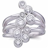 1.00 Ct.T.W. Round Brilliant Cut Diamonds, 14Kt. White Gold. Contemporary Diamond Right Hand Ring