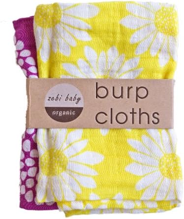 Zebi Organic Burp Cloths, 2 Pack