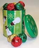 Scott's Cakes Chocolate Walnut Fudge Balls in a Green Snowman Can