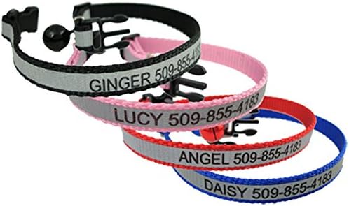 Personalized Reflective Cat Collar. Safety Release Buckle. Adjustable Size