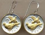 British Virgin Islands 5 Cent ODovesO Two Tone Coin Earrings