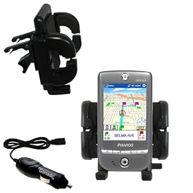 Pharos GPS 525P Auto Vent Holder with Car Charger - Uses Gomadic TipExchange