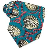 Fornasetti Marinara - Peacock Blue Shells Print Silk Tie