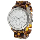 GP Designs Women's Rhinestone-accented Mother of Pearl Link Watch