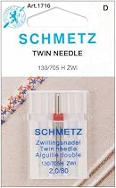 Schmetz Twin Machine Needle 1/Pk- Size 2.0 12/80