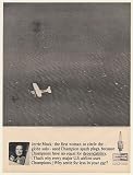 1964 Jerrie Mock Spirit of Columbus Airplane Champion Spark Plugs Print Ad (53419)