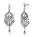 Ladies Silver Hollow Out Chandelier White Crystal Charm Stud Earrings Jewellery