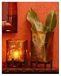Glass vases, 'Amber Hurricane' (pair)