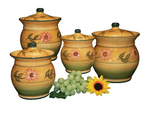 4PC CANISTER SET SUNFLOWER DECOR