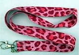 Pink Leopard Lanyard Keychain Holder