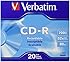 Verbatim 700 MB 52x 80 Minute Branded Recordable Disc CD-R, 20-Disc Slim Case 94936