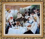 Luncheon of the Boating Party, Renoir Replica Oil Painting, with Ornate Antique Dark Gold Wood Frame 26 x 30 inches