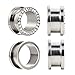 BodyJ4You Plugs Surgical Steel Screw Fit Rim Gemmed Tunnel 10 Gauge - 16mm - 2 Pairs
