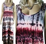Ladies Plus Size Gorgeous Long Maxi TieDye Dress in grey and pink in women's sizes 16 - 24