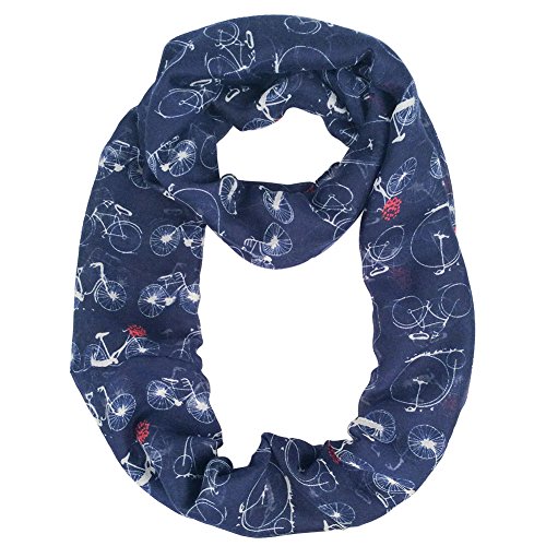 MissShorthair Women's Fashion Soft Cool Bicycle Pattern Sheer Infinity Scarf