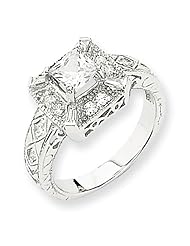 Ann Harrington Jewelry 14k White Gold .48 Ct Tw Diamond Antique Style Semi Mount Ring, 5x5 mm Princess Setting