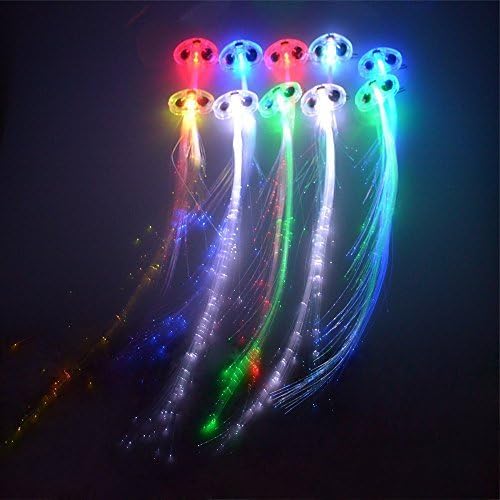 HOTGEE(TM) 14" Flashing Hair Braids LED Fiber Optic Light up Hairpin Decoration for Party